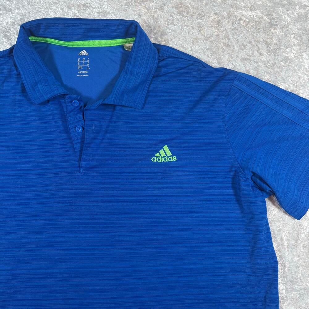 Mens Adidas ClimaProof Quarter Button Blue XL Polo